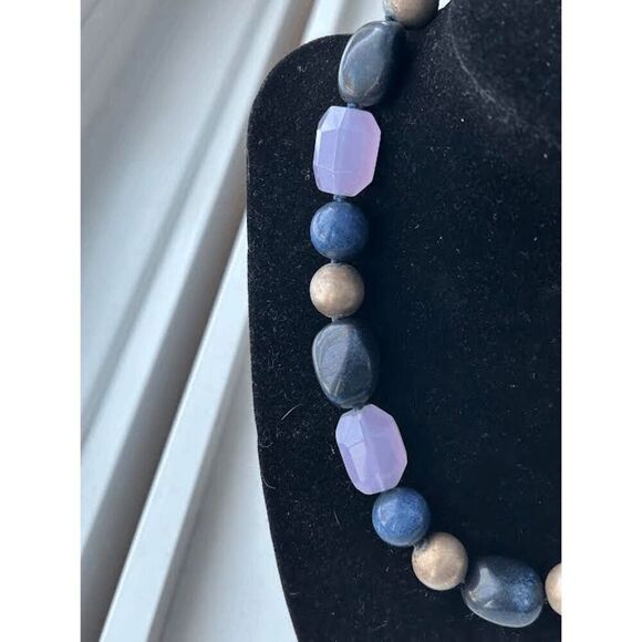 Chunky Talbots Purple & Blue Chunky Stone Necklace - Picture 1 of 5